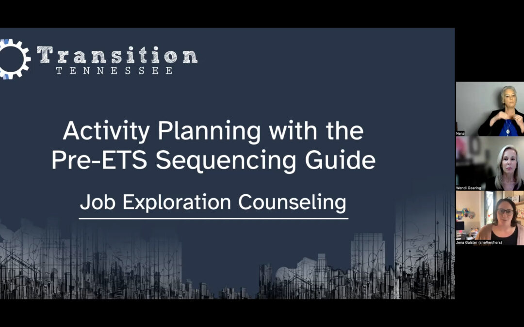 Activity Planning with the Pre-Employment Transition Services Sequencing Guide: Job Exploration Counseling